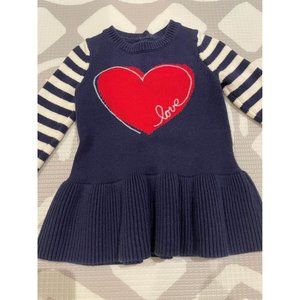 6-12M Baby Gap Navy Heart Knit Dress
